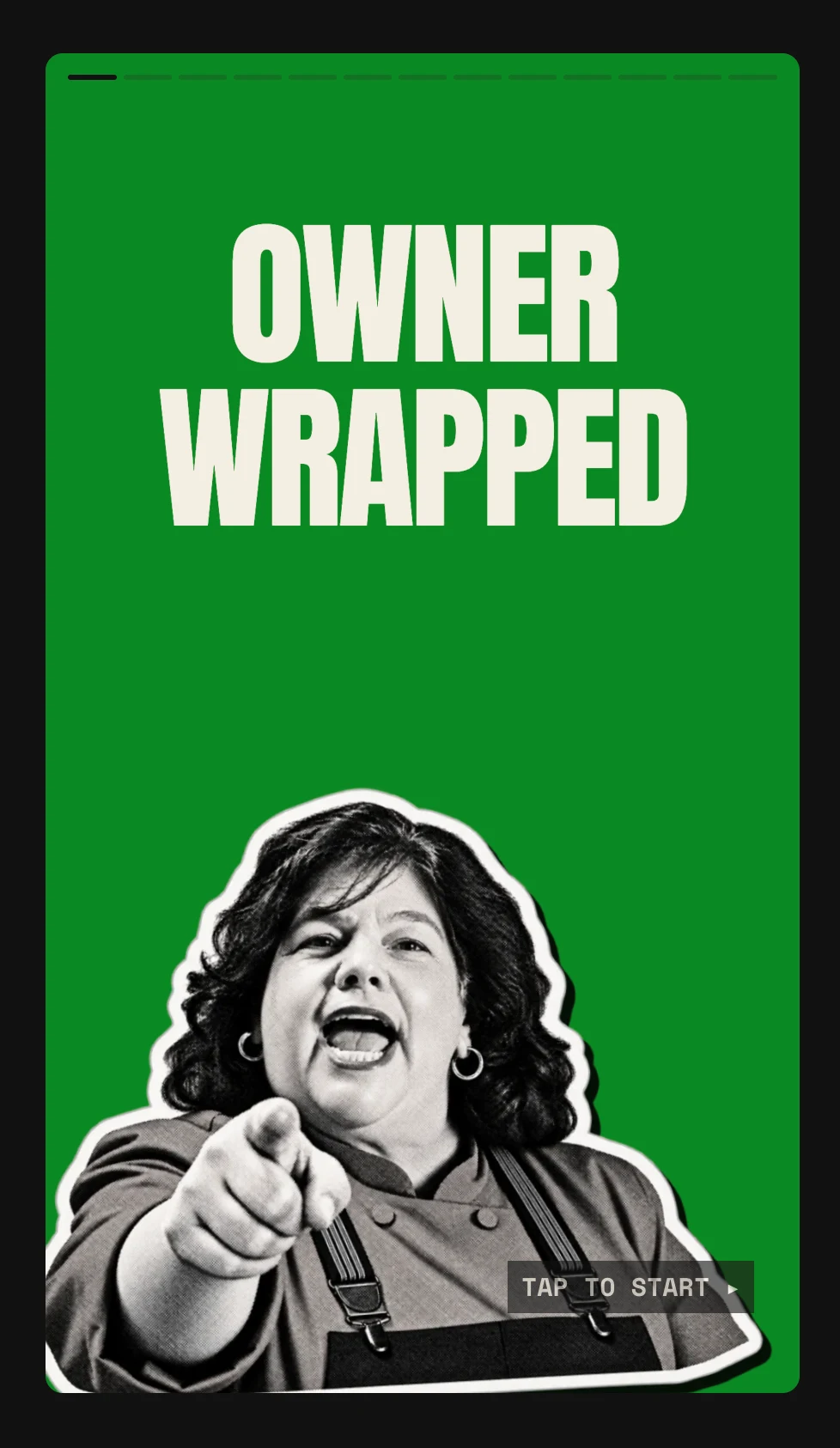 Owner Wrapped welcome screen