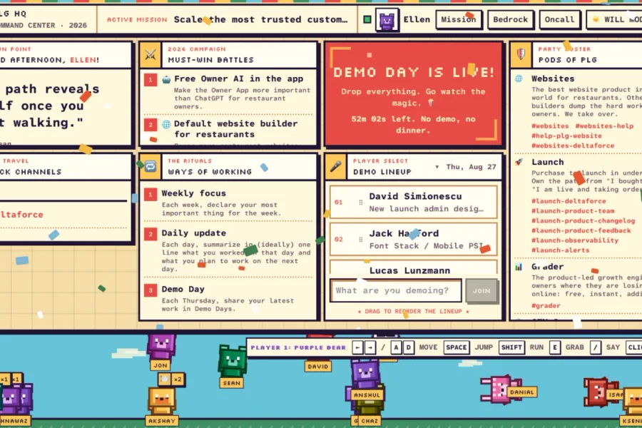 PLG HQ, a Zeus app with a team dashboard and playable pixel-art bears